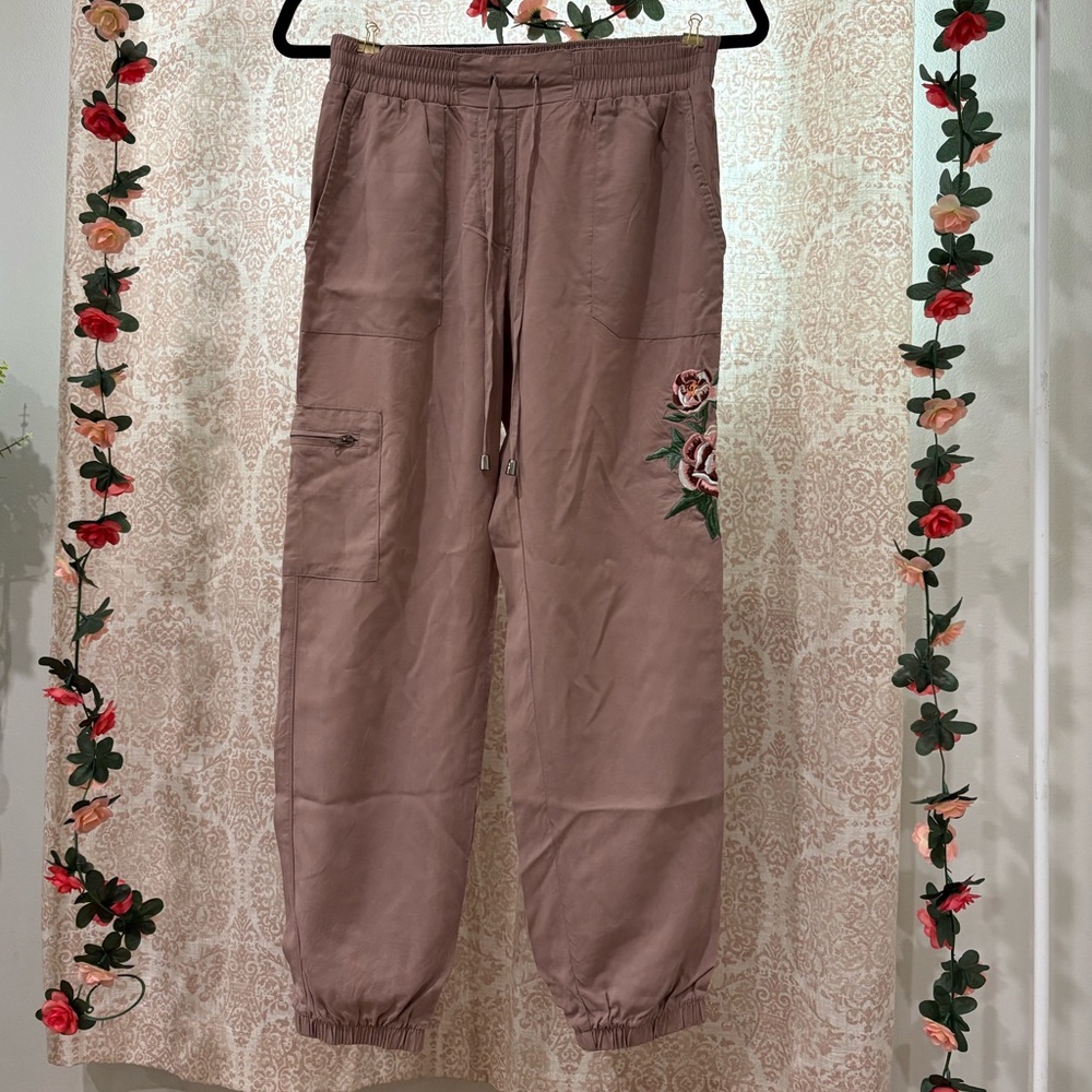 Embroidered Floral Joggers
